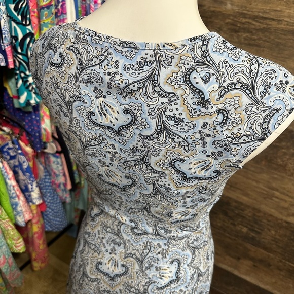 LOFT Elegant Paisley Midi Dress in Black and Cream - Picture 6 of 9